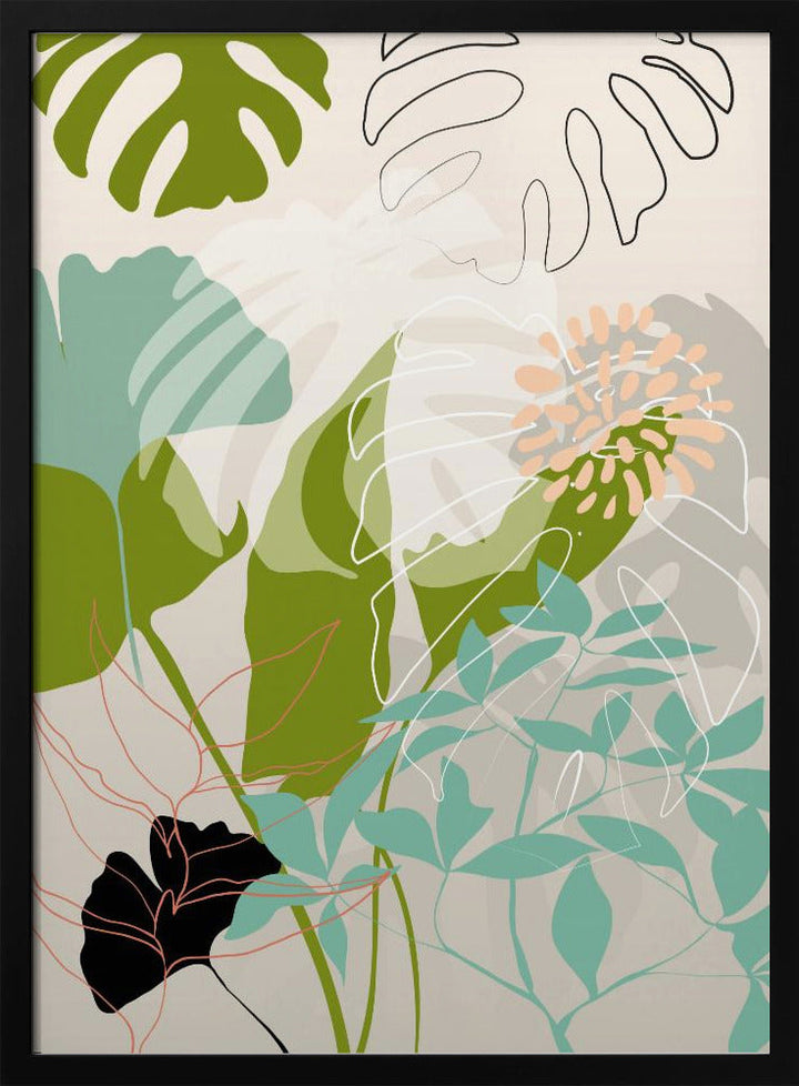 Leaves Line Boho3 Kopie - Stretched Canvas, Poster or Fine Art Print I Heart Wall Art