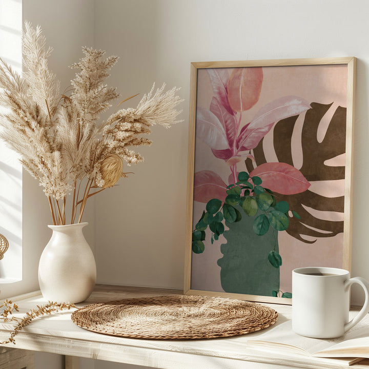 Leaves More 6 Pink - Stretched Canvas, Poster or Fine Art Print I Heart Wall Art