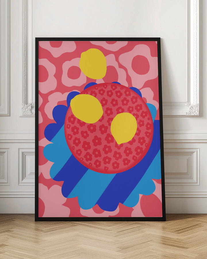 Lemon Flower Plate - Stretched Canvas, Poster or Fine Art Print I Heart Wall Art