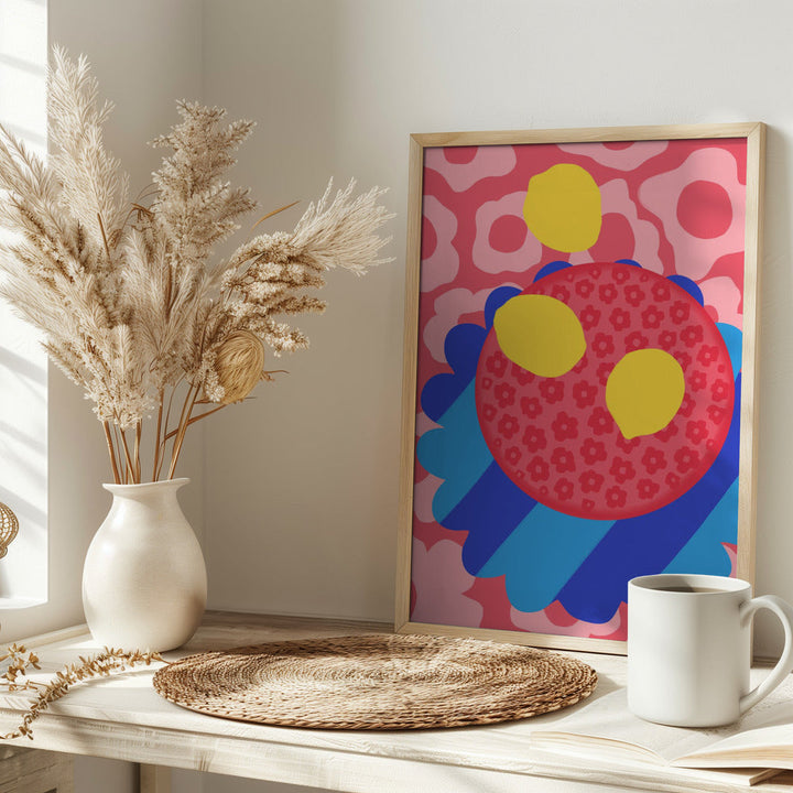 Lemon Flower Plate - Stretched Canvas, Poster or Fine Art Print I Heart Wall Art