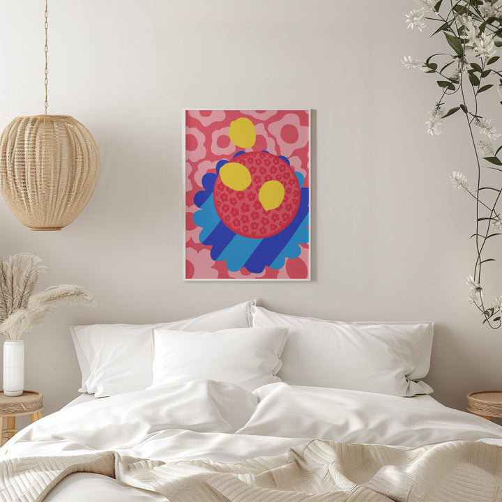 Lemon Flower Plate - Stretched Canvas, Poster or Fine Art Print I Heart Wall Art