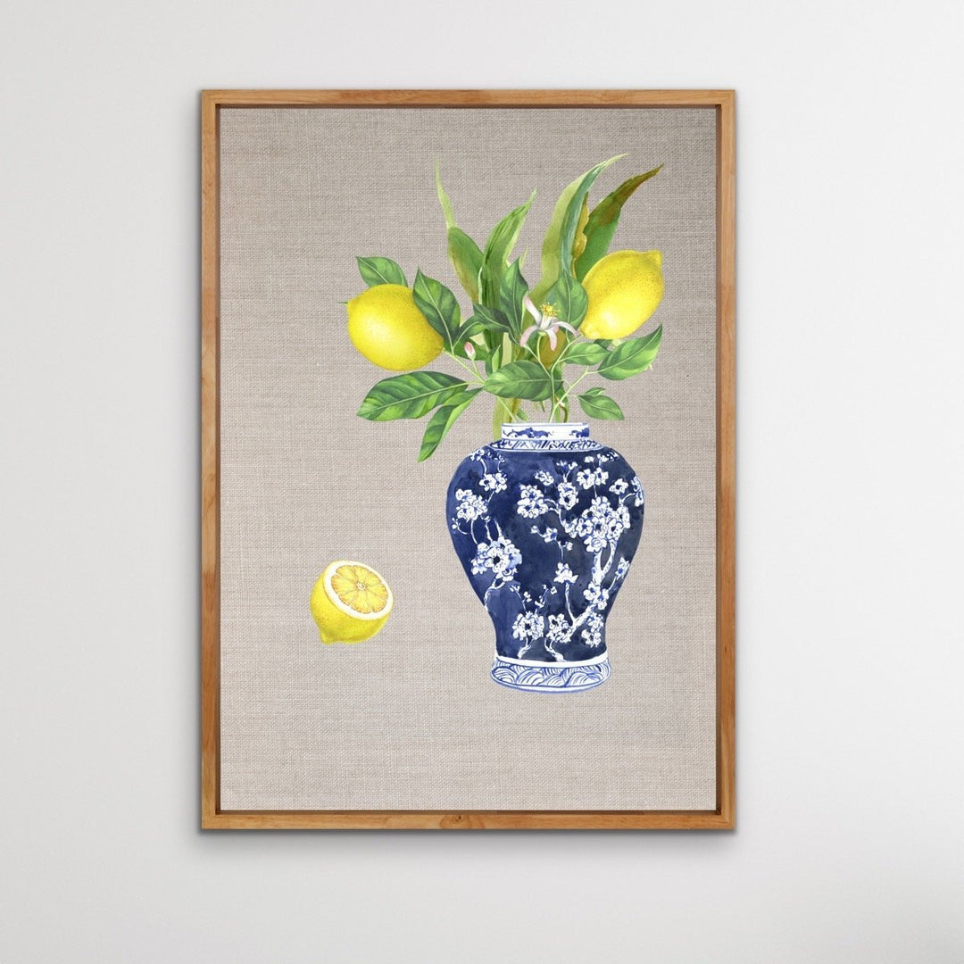 Lemon Still Life - Lemon Chinoiserie Art Print and Canvas Print - I Heart Wall Art