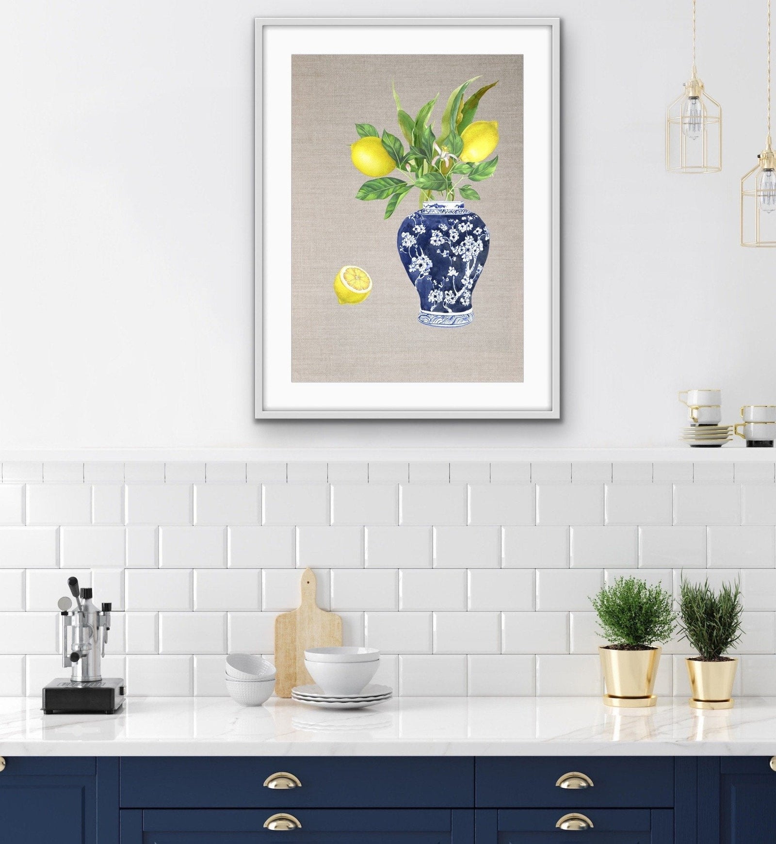 Lemon Still Life - Lemon Chinoiserie Art Print and Canvas Print - I Heart Wall Art