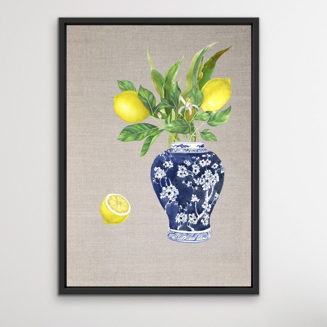 Lemon Still Life - Lemon Chinoiserie Art Print and Canvas Print - I Heart Wall Art