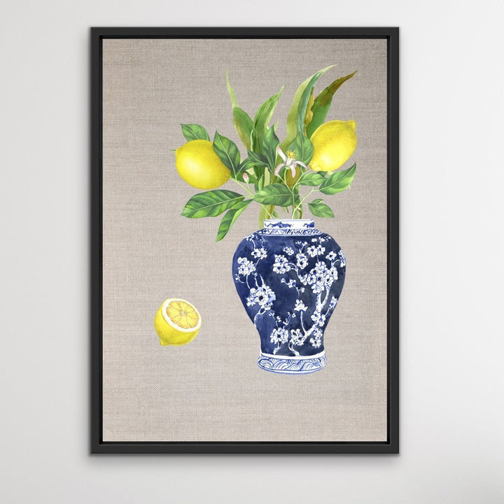 Lemon Still Life - Lemon Chinoiserie Art Print and Canvas Print - I Heart Wall Art