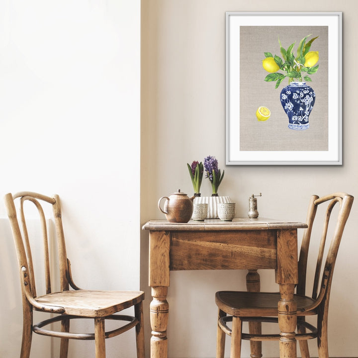 Lemon Still Life - Lemon Chinoiserie Art Print and Canvas Print - I Heart Wall Art