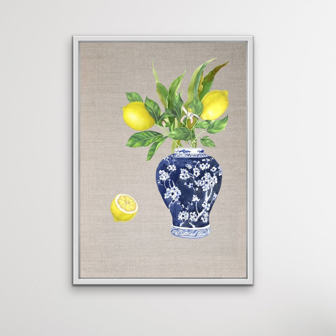 Lemon Still Life - Lemon Chinoiserie Art Print and Canvas Print - I Heart Wall Art