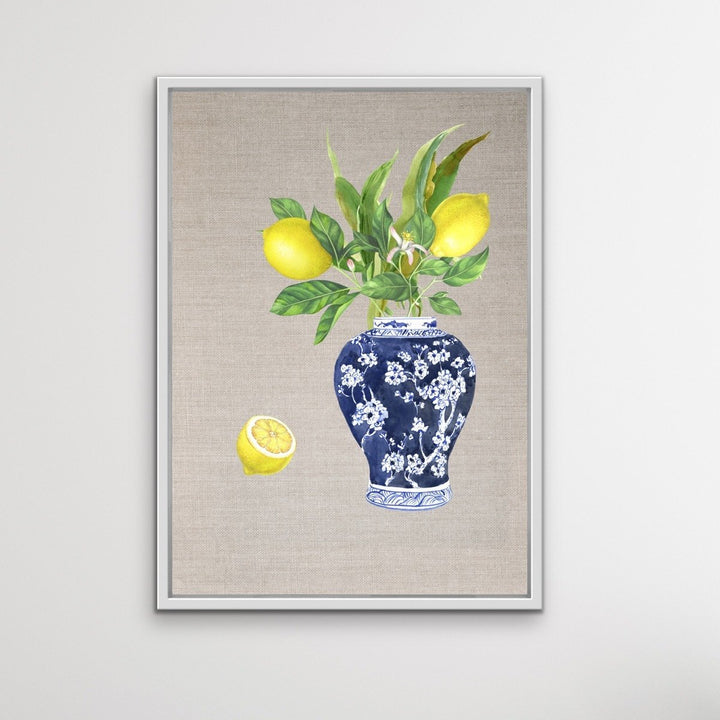 Lemon Still Life - Lemon Chinoiserie Art Print and Canvas Print - I Heart Wall Art