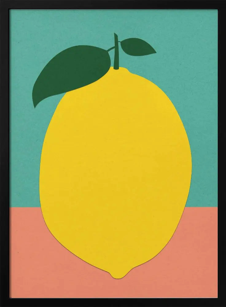 Lemon With Two Leaves - Stretched Canvas, Poster or Fine Art Print I Heart Wall Art