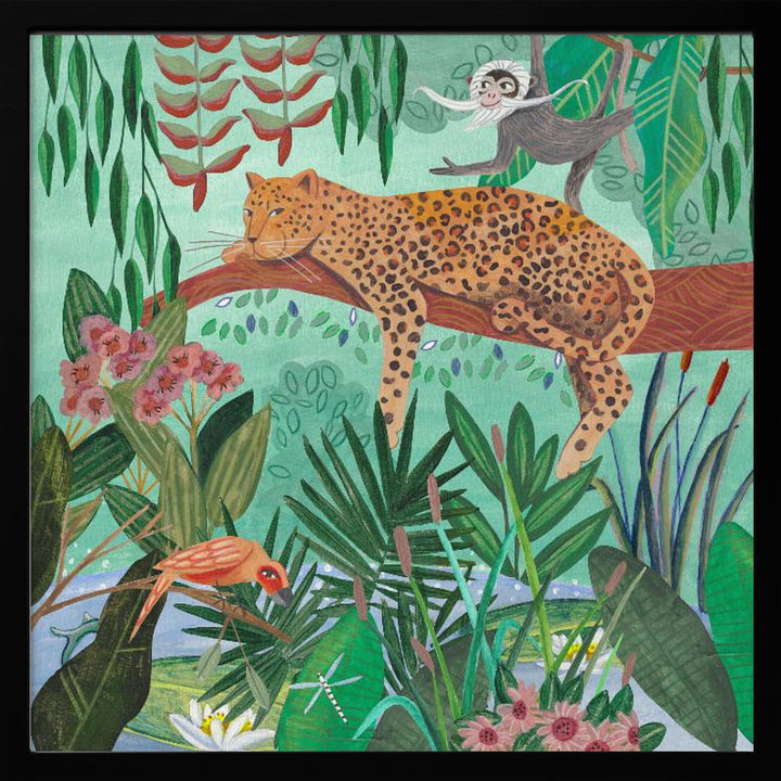 Leopard in the jungle - Square Stretched Canvas, Poster or Fine Art Print I Heart Wall Art