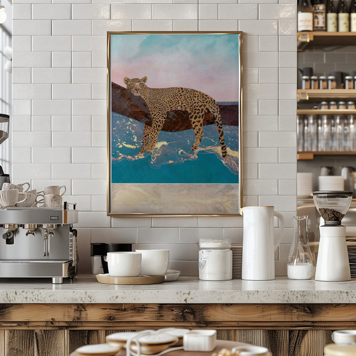 Leopard Lying On Beach - Stretched Canvas, Poster or Fine Art Print I Heart Wall Art