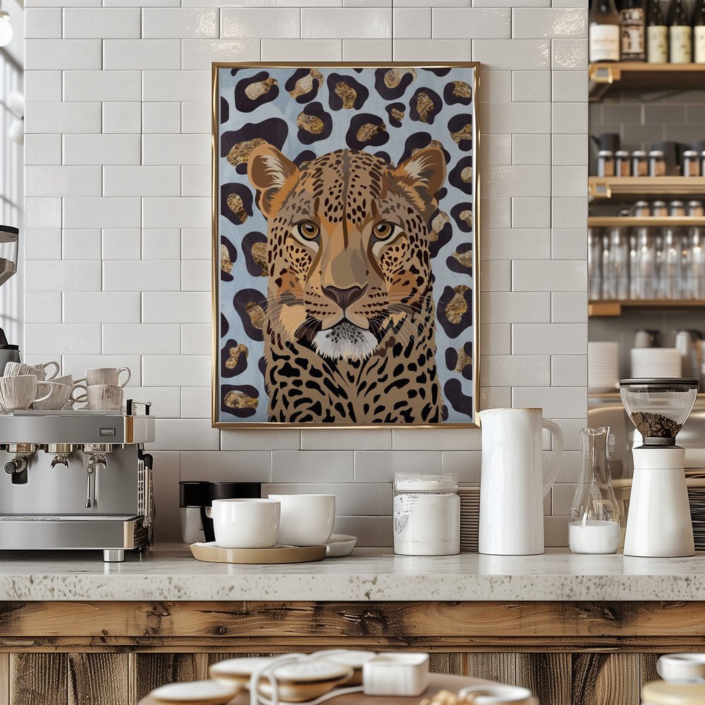 Leopard Print Leopard Blue - Stretched Canvas, Poster or Fine Art Print - I Heart Wall Art - Poster Print, Canvas Print or Framed Art Print