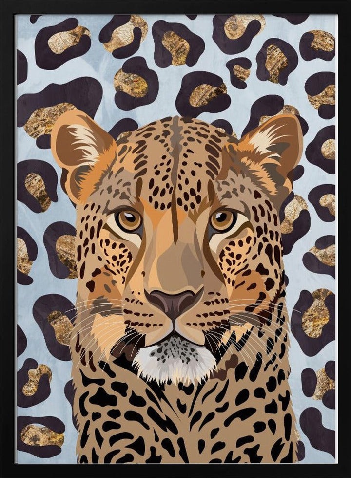 Leopard Print Leopard Blue - Stretched Canvas, Poster or Fine Art Print - I Heart Wall Art - Poster Print, Canvas Print or Framed Art Print