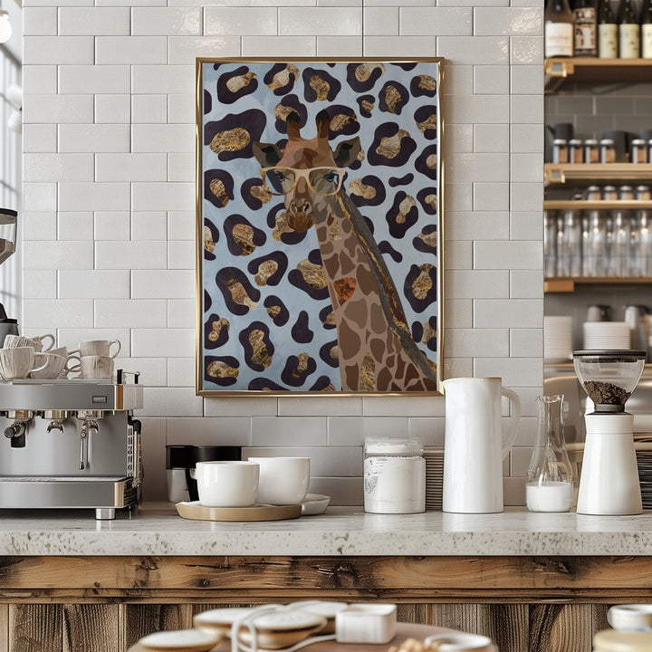 Leopard Print Giraffe Blue - Stretched Canvas, Poster or Fine Art Print - I Heart Wall Art - Poster Print, Canvas Print or Framed Art Print