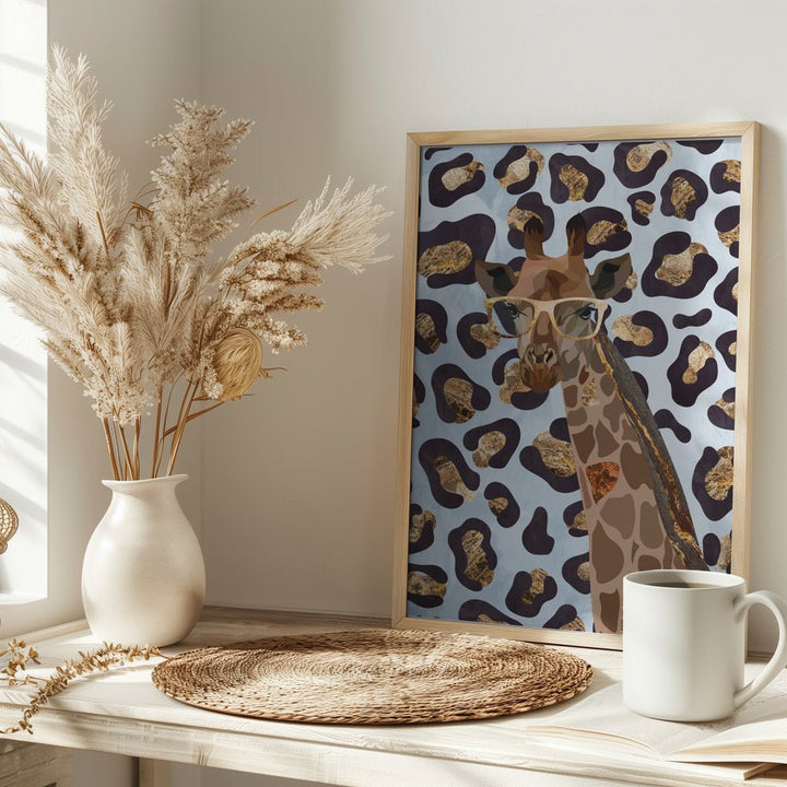 Leopard Print Giraffe Blue - Stretched Canvas, Poster or Fine Art Print - I Heart Wall Art - Poster Print, Canvas Print or Framed Art Print