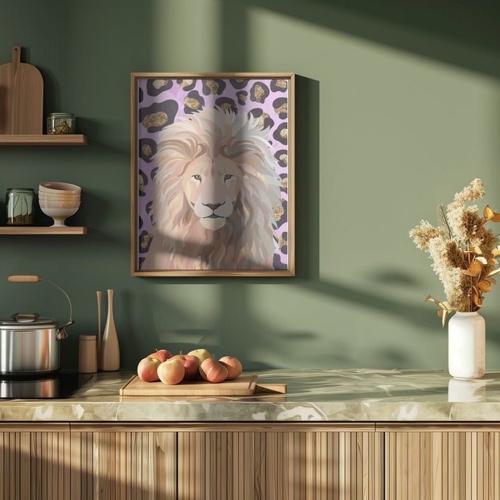 Leopard Print Lion Pink - Stretched Canvas, Poster or Fine Art Print - I Heart Wall Art - Poster Print, Canvas Print or Framed Art Print