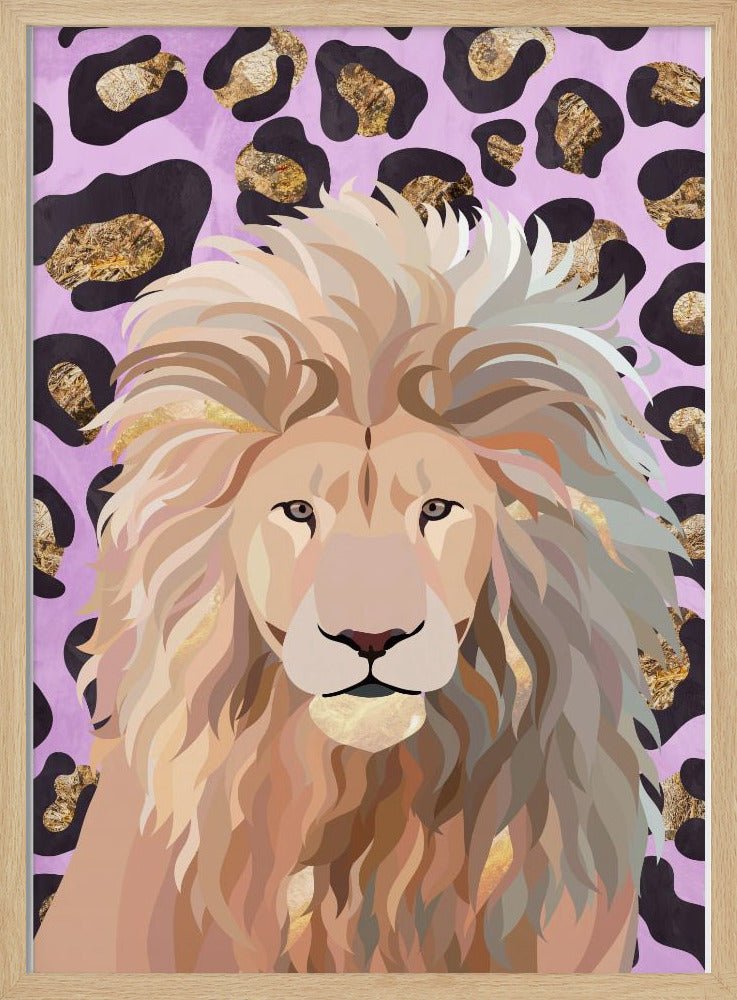 Leopard Print Lion Pink - Stretched Canvas, Poster or Fine Art Print - I Heart Wall Art - Poster Print, Canvas Print or Framed Art Print