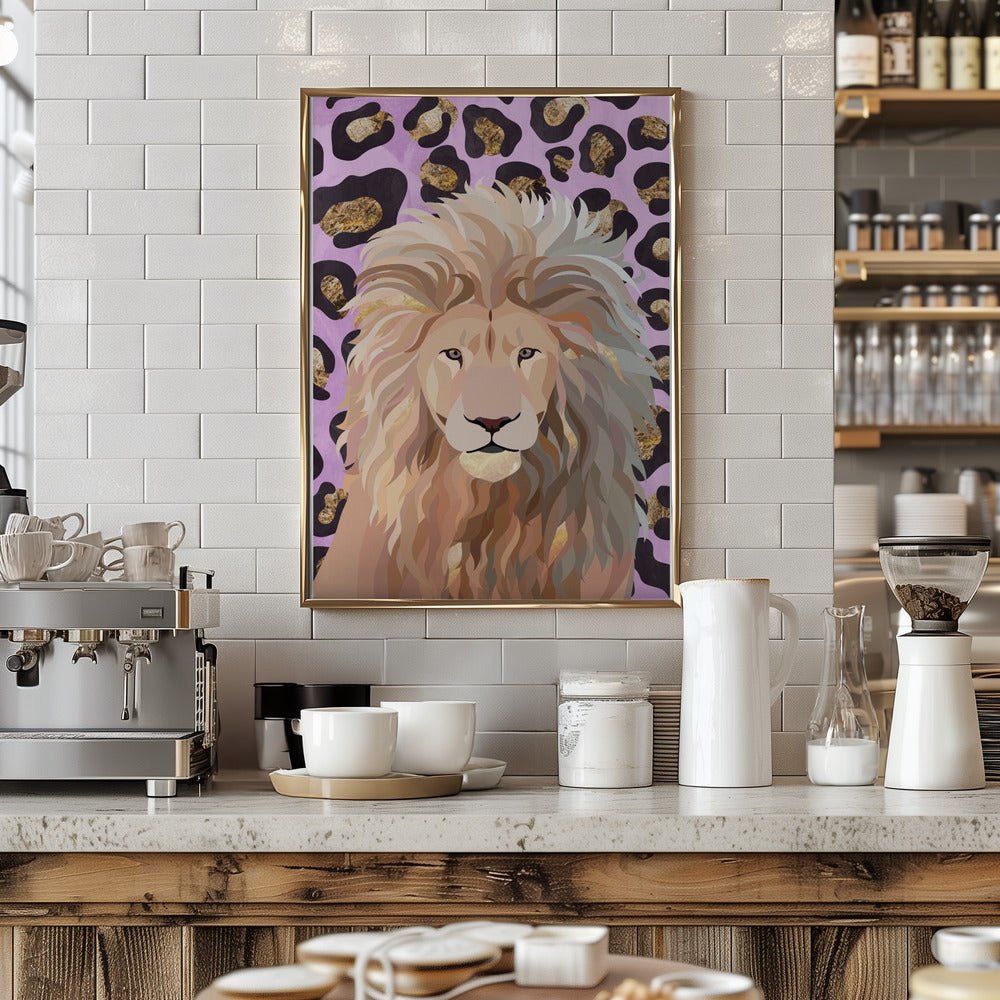 Leopard Print Lion Pink - Stretched Canvas, Poster or Fine Art Print - I Heart Wall Art - Poster Print, Canvas Print or Framed Art Print