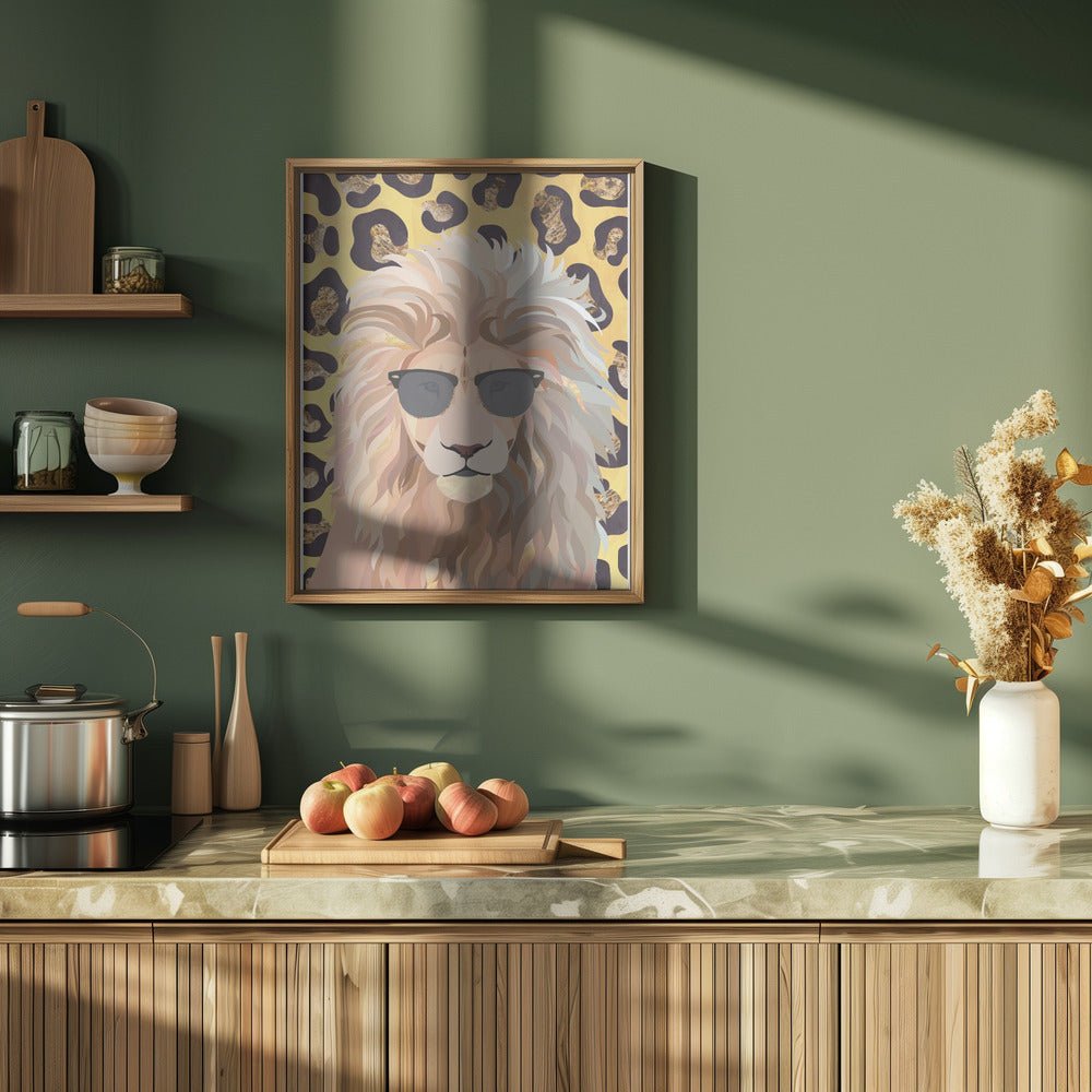 Leopard Print Lion Yellow - Stretched Canvas, Poster or Fine Art Print - I Heart Wall Art - Poster Print, Canvas Print or Framed Art Print