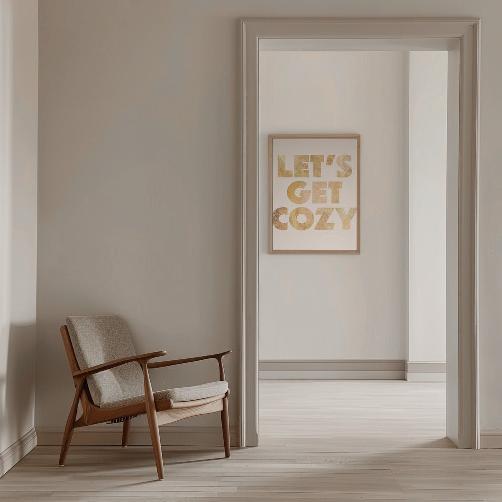 Lets Get Cozy typography - Stretched Canvas, Poster or Fine Art Print - I Heart Wall Art - Poster Print, Canvas Print or Framed Art Print