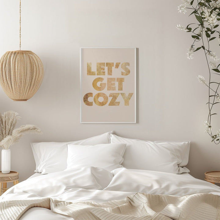 Lets Get Cozy typography - Stretched Canvas, Poster or Fine Art Print - I Heart Wall Art - Poster Print, Canvas Print or Framed Art Print