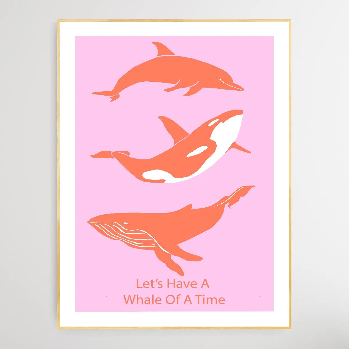 Let's Have A Whale Of A Time - Minimalist Orange Whales Classic Art Print - I Heart Wall Art