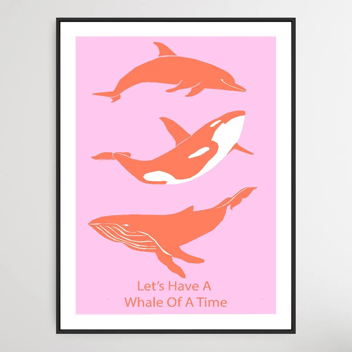 Let's Have A Whale Of A Time - Minimalist Orange Whales Classic Art Print - I Heart Wall Art
