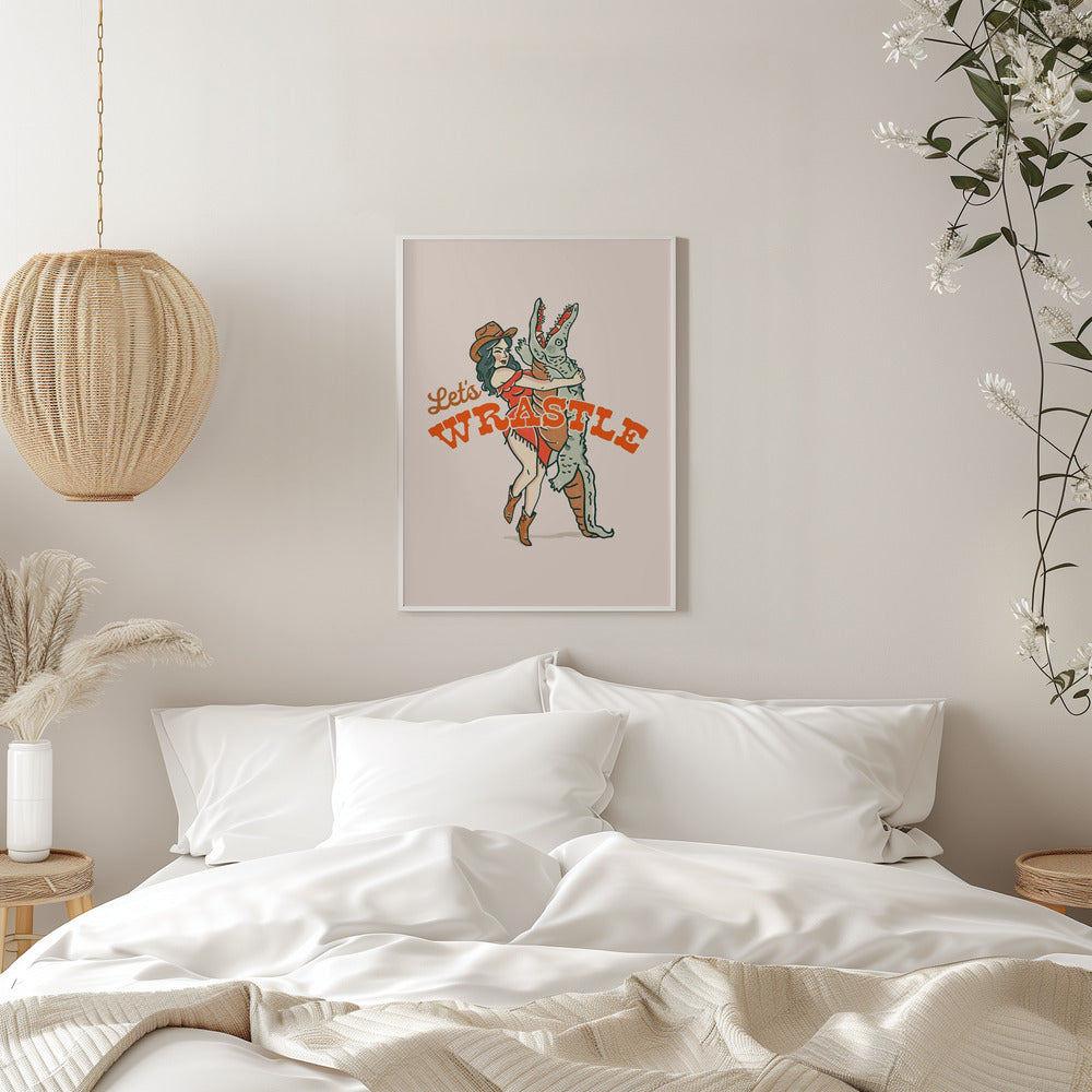 Lets Wrastle Poster - Stretched Canvas, Poster or Fine Art Print I Heart Wall Art