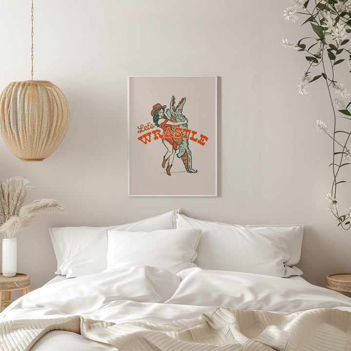 Lets Wrastle Poster - Stretched Canvas, Poster or Fine Art Print I Heart Wall Art