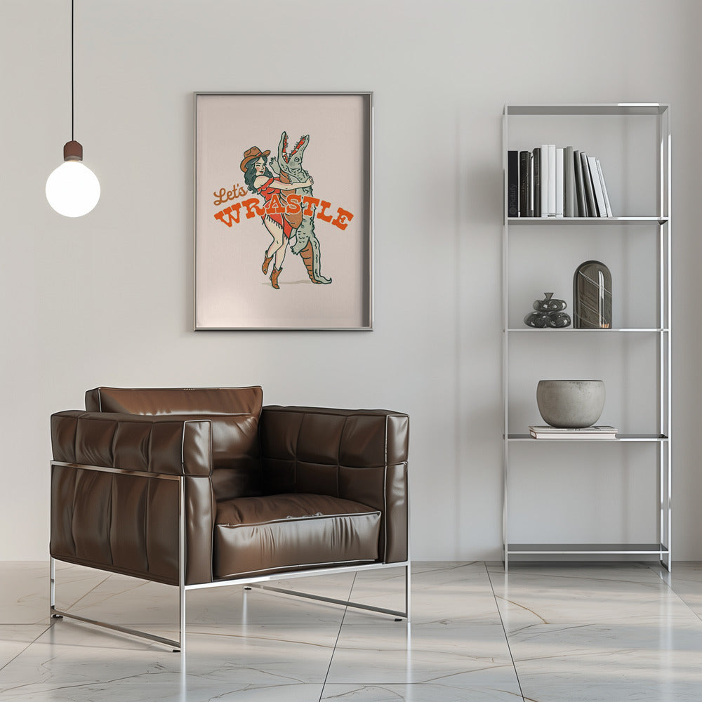 Lets Wrastle Poster - Stretched Canvas, Poster or Fine Art Print I Heart Wall Art