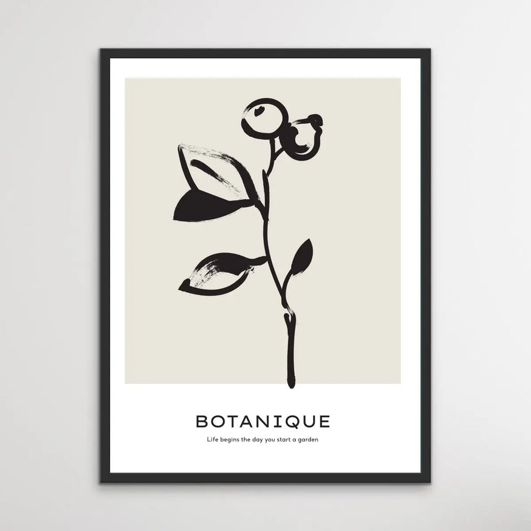 Life Begins The Day You Start A Garden -  Minimalist Black and White Botanique Line Classic Art Print - I Heart Wall Art