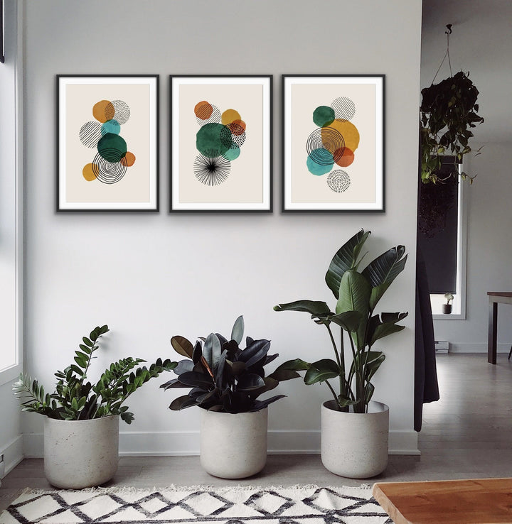 Life Circles - Three Piece Round Geometric Boho Print Set Triptych - I Heart Wall Art