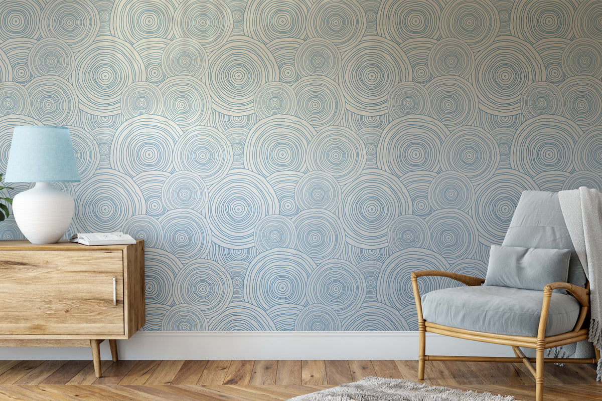 Life’s A Whirlwind - Blue Swirl Peel and Stick Removable Wallpaper