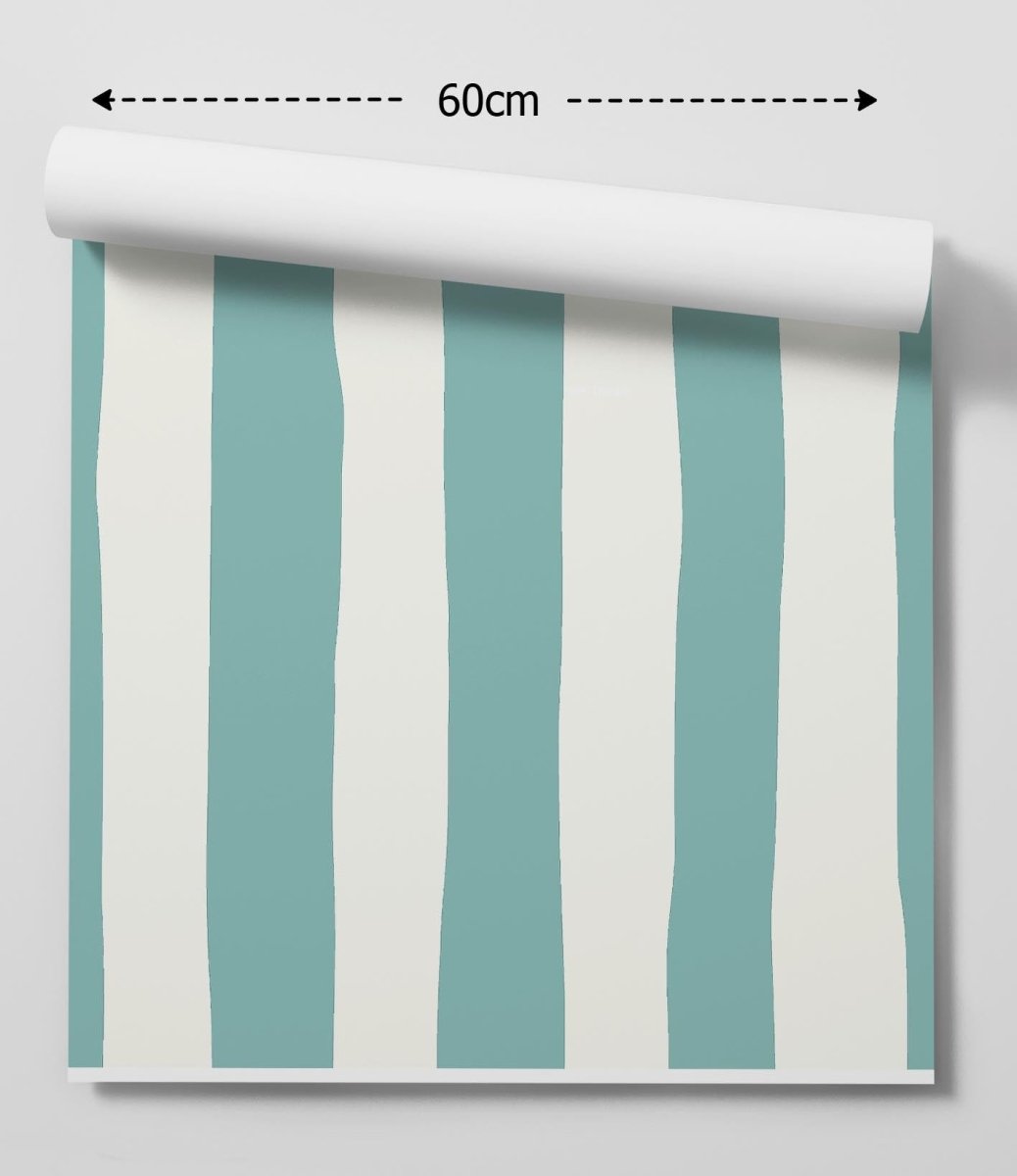 Light Blue Wavy Stripe Wallpaper - Quality Peel and Stick Adhesive Wallpaper - I Heart Wall Art - Poster Print, Canvas Print or Framed Art Print