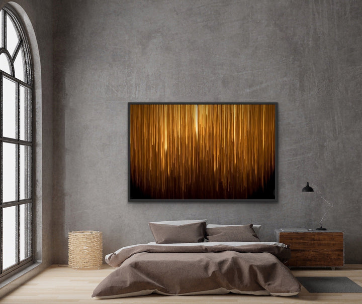 Light Strike -Abstract Gold Black Art Print Stretched Canvas Wall Art - I Heart Wall Art