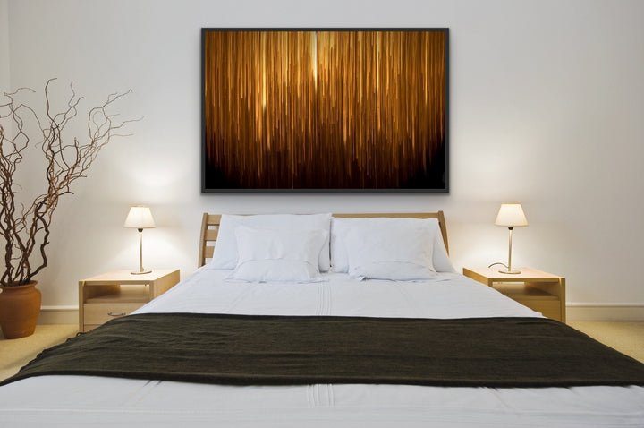 Light Strike -Abstract Gold Black Art Print Stretched Canvas Wall Art - I Heart Wall Art