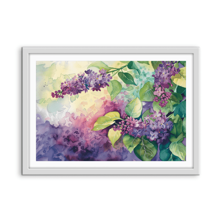 Lilac Watercolour - Purple Floral Stretched Canvas, Poster or Fine Art Print - I Heart Wall Art - Poster Print, Canvas Print or Framed Art Print