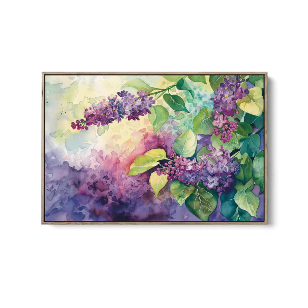 Lilac Watercolour - Purple Floral Stretched Canvas, Poster or Fine Art Print - I Heart Wall Art - Poster Print, Canvas Print or Framed Art Print