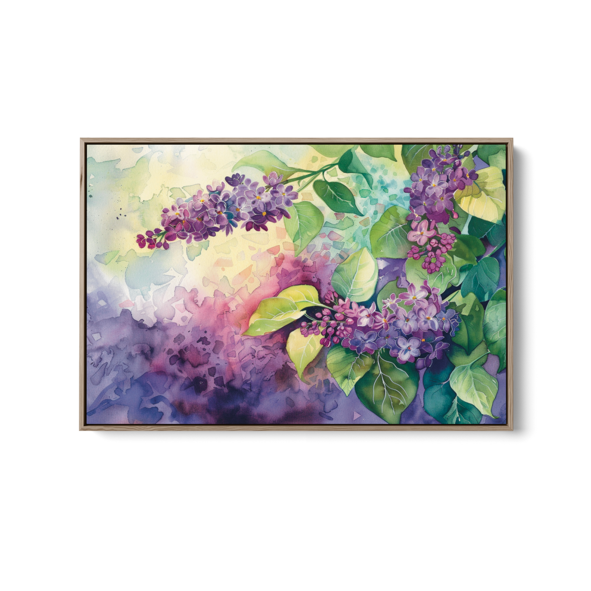 Lilac Watercolour - Purple Floral Stretched Canvas, Poster or Fine Art Print - I Heart Wall Art - Poster Print, Canvas Print or Framed Art Print