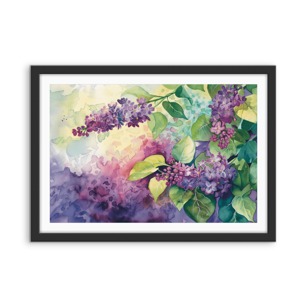 Lilac Watercolour - Purple Floral Stretched Canvas, Poster or Fine Art Print - I Heart Wall Art - Poster Print, Canvas Print or Framed Art Print