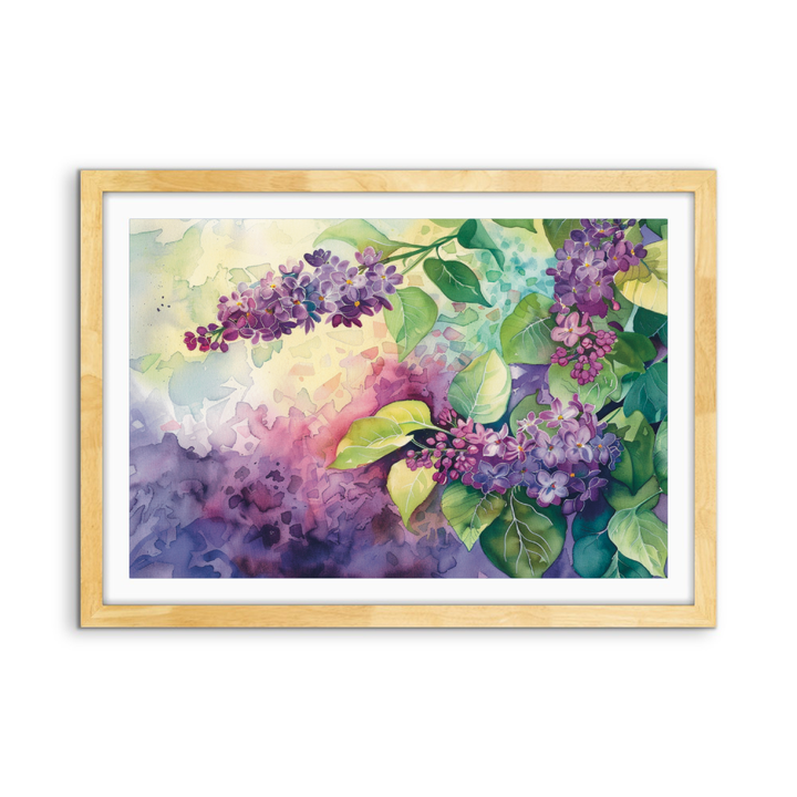 Lilac Watercolour - Purple Floral Stretched Canvas, Poster or Fine Art Print - I Heart Wall Art - Poster Print, Canvas Print or Framed Art Print