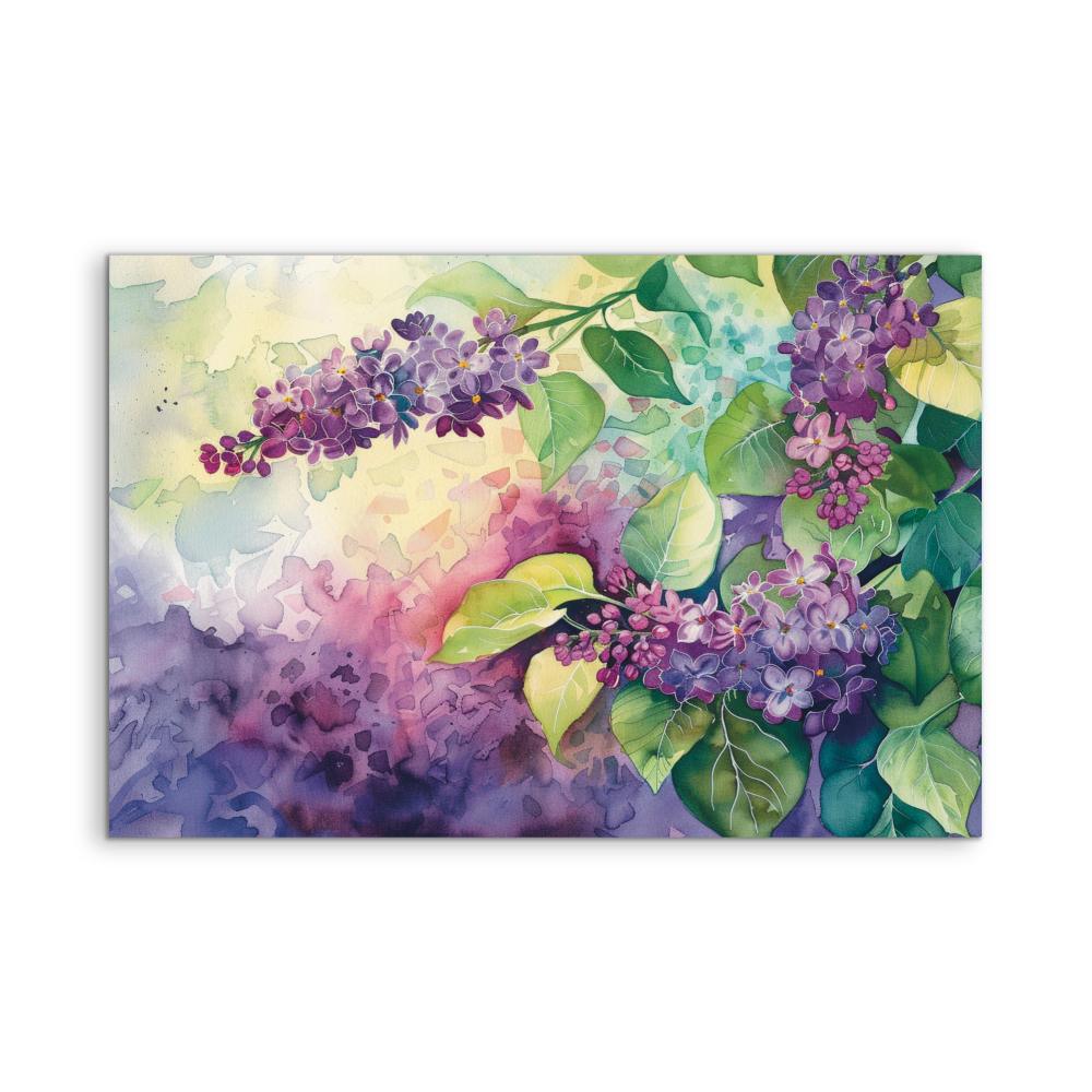 Lilac Watercolour - Purple Floral Stretched Canvas, Poster or Fine Art Print - I Heart Wall Art - Poster Print, Canvas Print or Framed Art Print