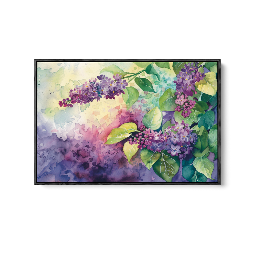 Lilac Watercolour - Purple Floral Stretched Canvas, Poster or Fine Art Print - I Heart Wall Art - Poster Print, Canvas Print or Framed Art Print