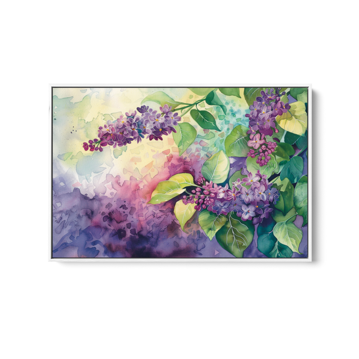 Lilac Watercolour - Purple Floral Stretched Canvas, Poster or Fine Art Print - I Heart Wall Art - Poster Print, Canvas Print or Framed Art Print