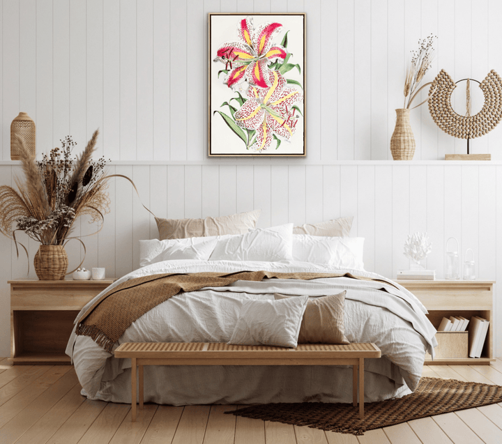 Lilium Auratum from The Floral Magazine (1861 - 1881) by Worthington G. Smith, John N. Fitch and Walter H. Fitch - Botanical Illustration Stretched Canvas or Wall Art Print - I Heart Wall Art - Poster Print, Canvas Print or Framed Art Print