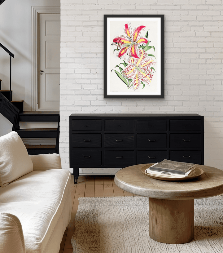 Lilium Auratum from The Floral Magazine (1861 - 1881) by Worthington G. Smith, John N. Fitch and Walter H. Fitch - Botanical Illustration Stretched Canvas or Wall Art Print - I Heart Wall Art - Poster Print, Canvas Print or Framed Art Print