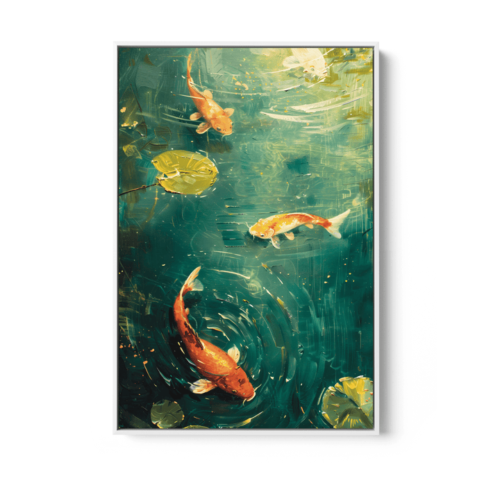 Lily Pad Kois - Green Nature Pond, Stretched Canvas or Wall Art Print - I Heart Wall Art - Poster Print, Canvas Print or Framed Art Print