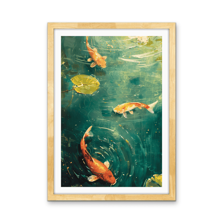 Lily Pad Kois - Green Nature Pond, Stretched Canvas or Wall Art Print - I Heart Wall Art - Poster Print, Canvas Print or Framed Art Print