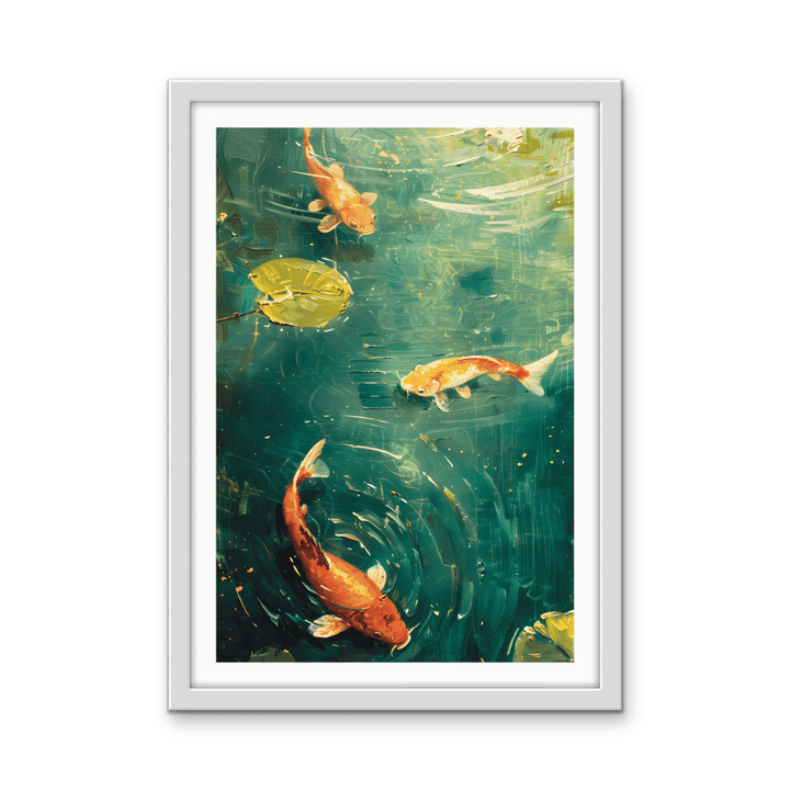 Lily Pad Kois - Green Nature Pond, Stretched Canvas or Wall Art Print - I Heart Wall Art - Poster Print, Canvas Print or Framed Art Print