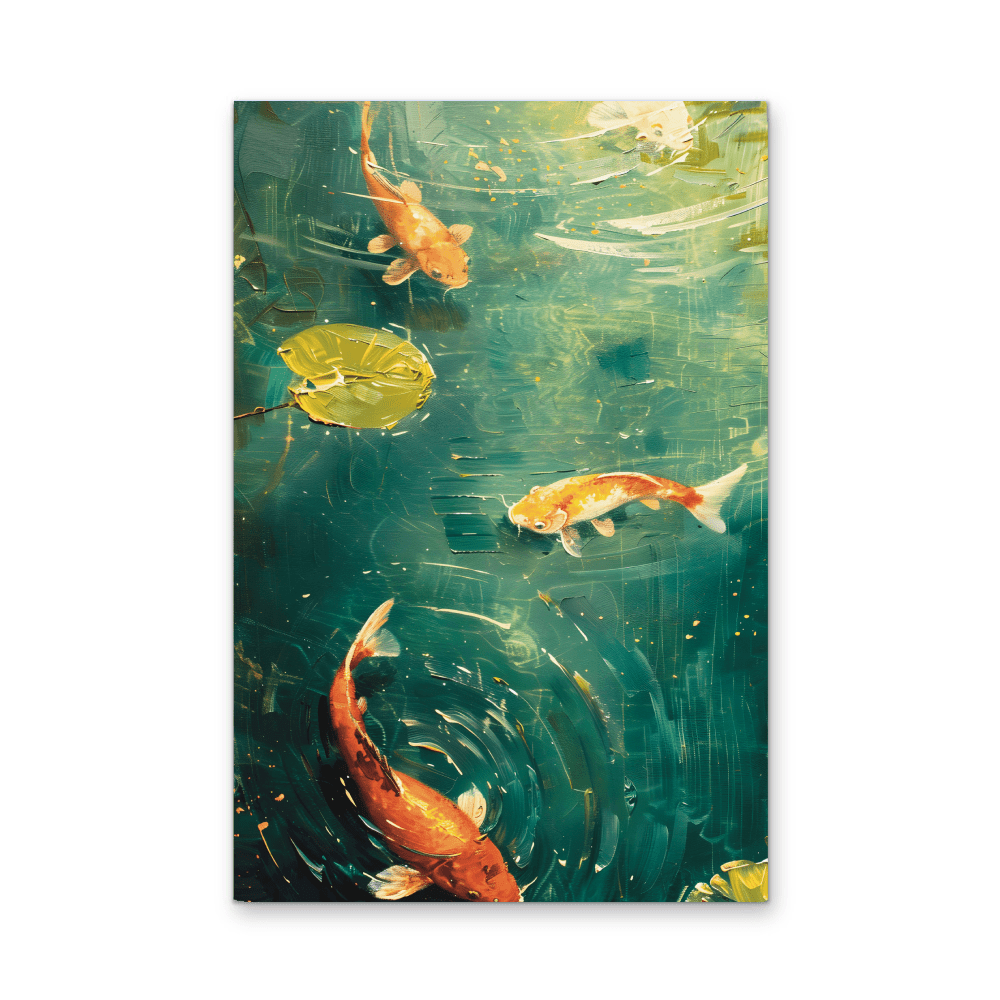 Lily Pad Kois - Green Nature Pond, Stretched Canvas or Wall Art Print - I Heart Wall Art - Poster Print, Canvas Print or Framed Art Print